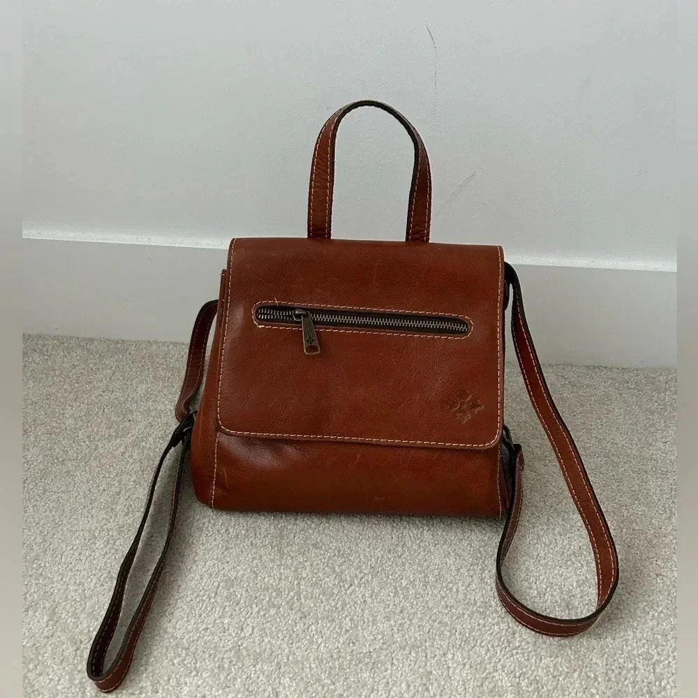 Patricia Nash Molina Leather Convertible Backpack Crossbody Brown Satchel